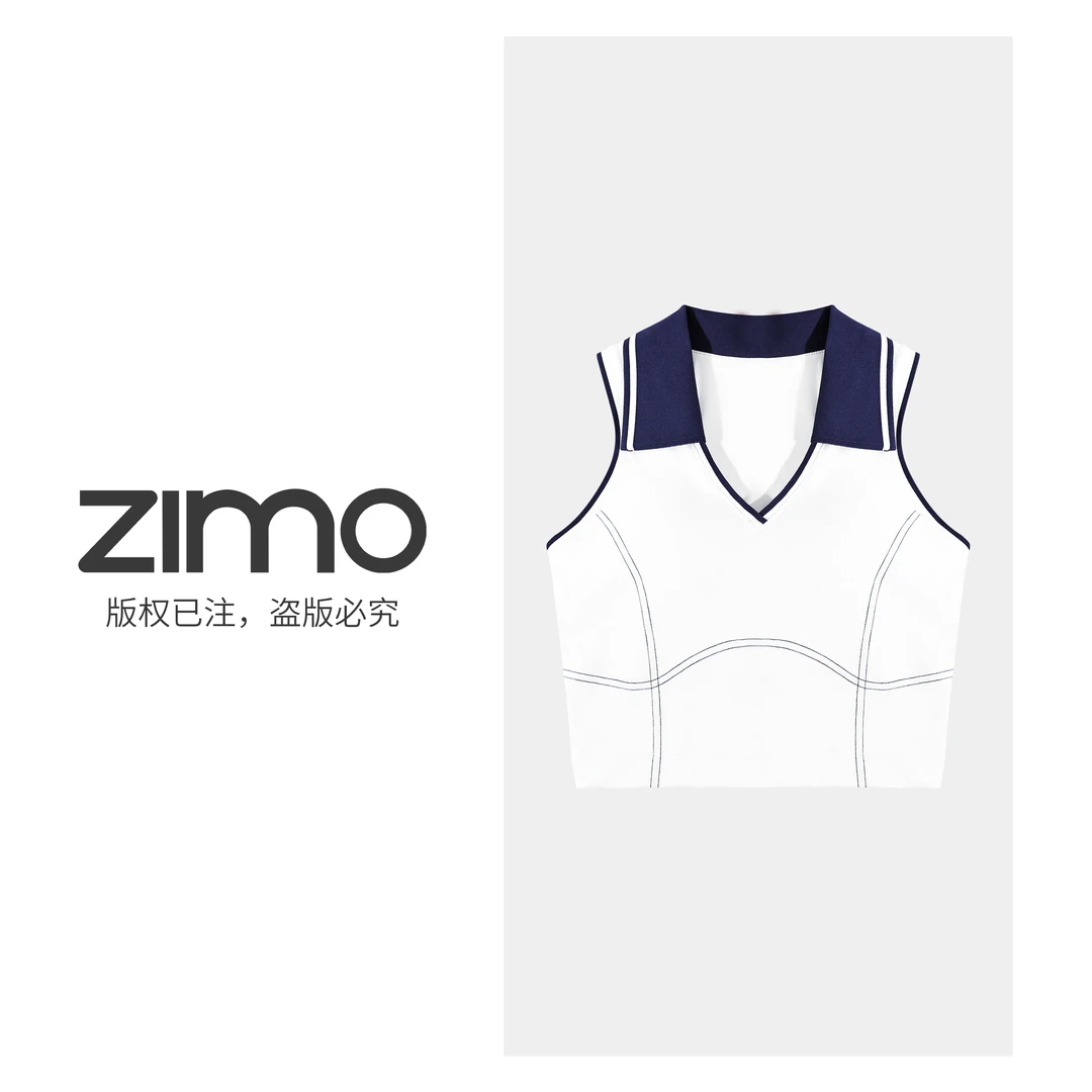 空气层POLO领女士文胸藏青532-zimo-一体杯瑜伽运动背心YFWX532