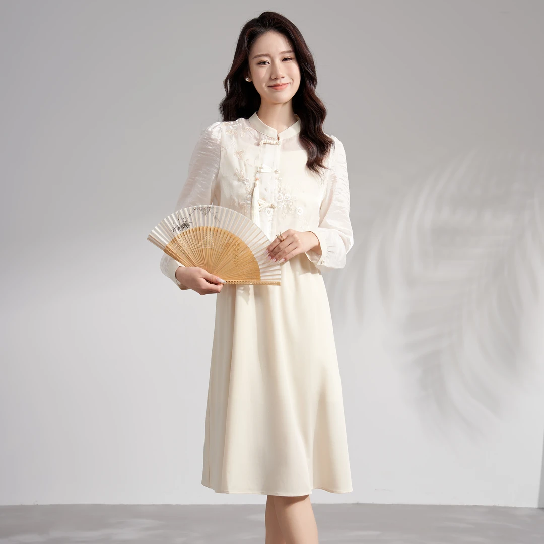 马克华菲女装夏季新款新中式休闲开衫+吊带连衣裙 F42028A047