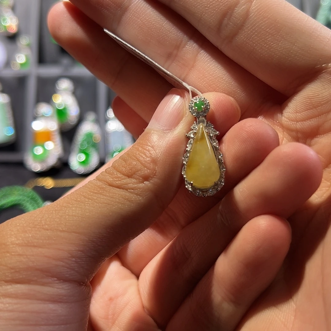 翡翠银S925镶嵌吊坠(不含链)