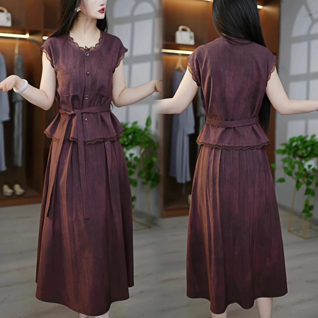 时尚休闲套装裙女2025年夏季新款气质显瘦设计感上衣半身裙两件套