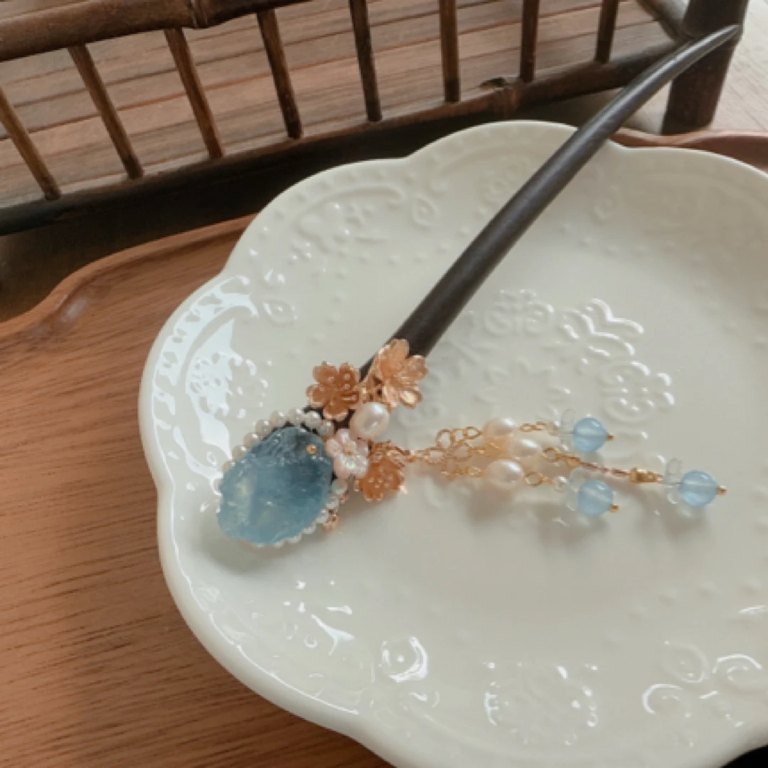 人间悦色原创设计檀木流苏旗袍汉服配饰