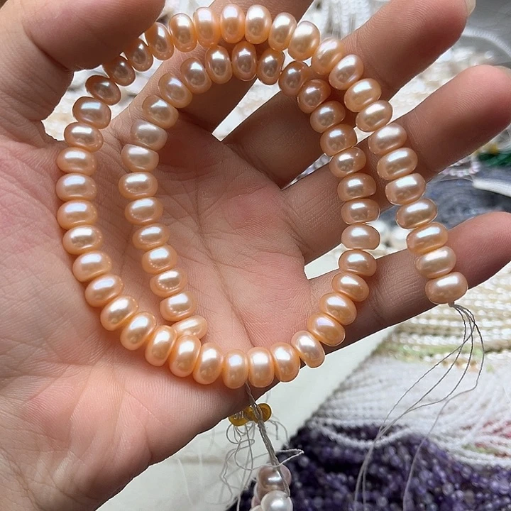 未镶嵌玛瑙/玉髓珠宝半成品9mm左右香槟馒头珍珠（拍二发一）