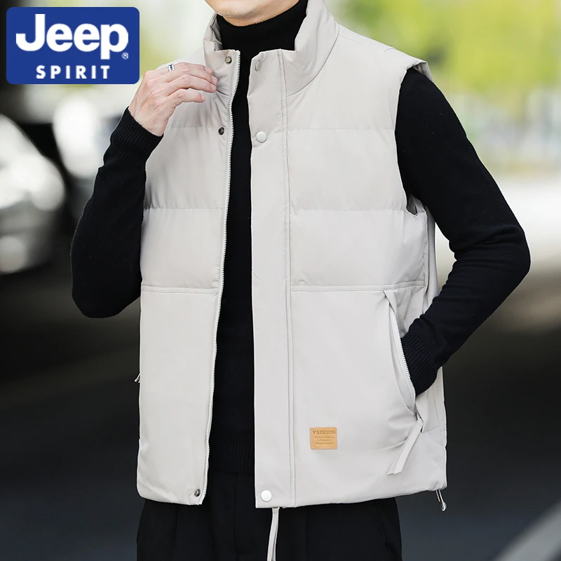 JEEPSPIRIT吉普马甲男士秋冬季2024新款背心加厚马夹保暖坎肩外套