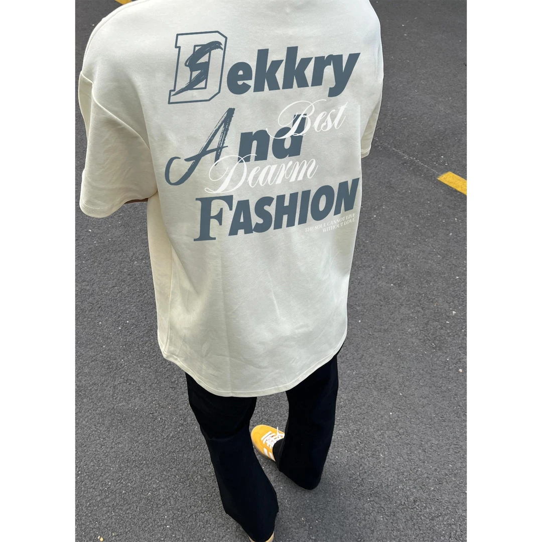 100%纯棉美式个性高街字母印花短袖百搭T恤男女夏季休闲情侣上衣