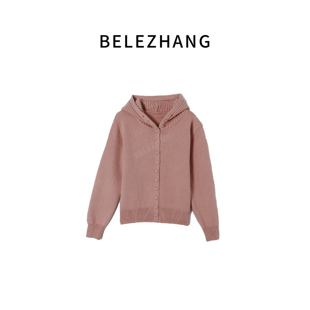 BELE ZHANG 【沉睡星河】慵懒风时尚休闲连帽百搭毛衣开衫-1272