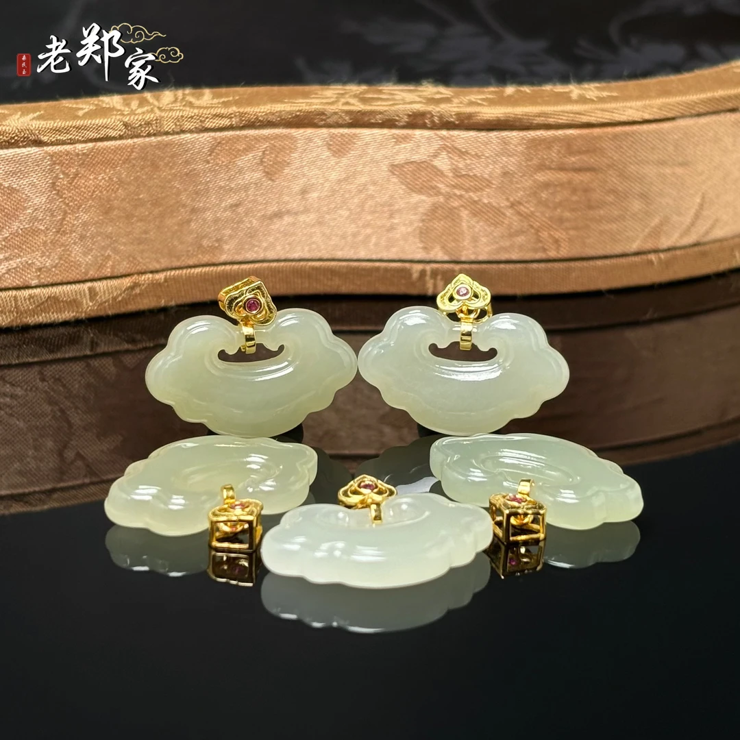 【老郑家】925银和田玉如意锁吊坠 3301 多样性发一件 约14*24*5mm