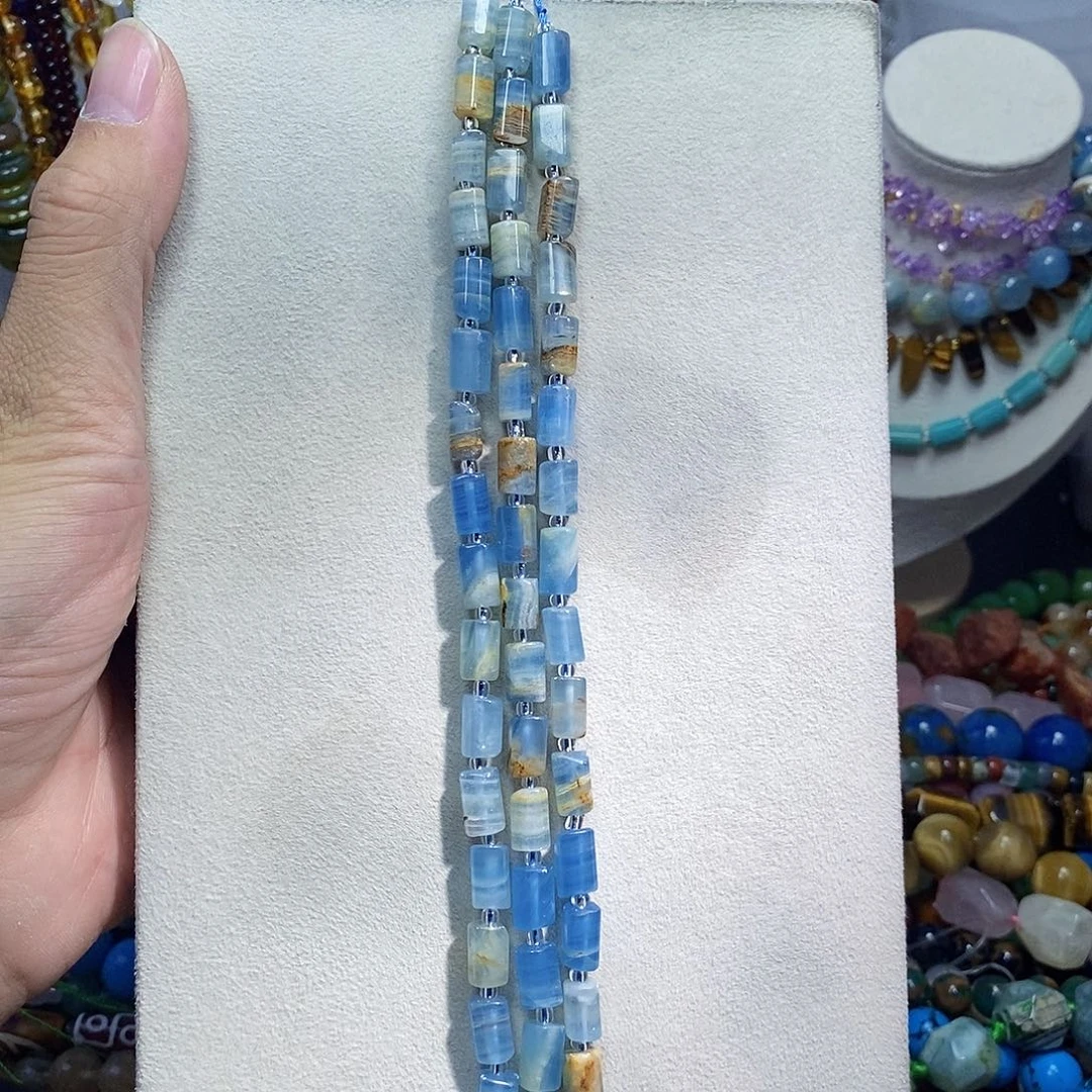 石英质玉未镶嵌，蓝方解柱子7mm半条，