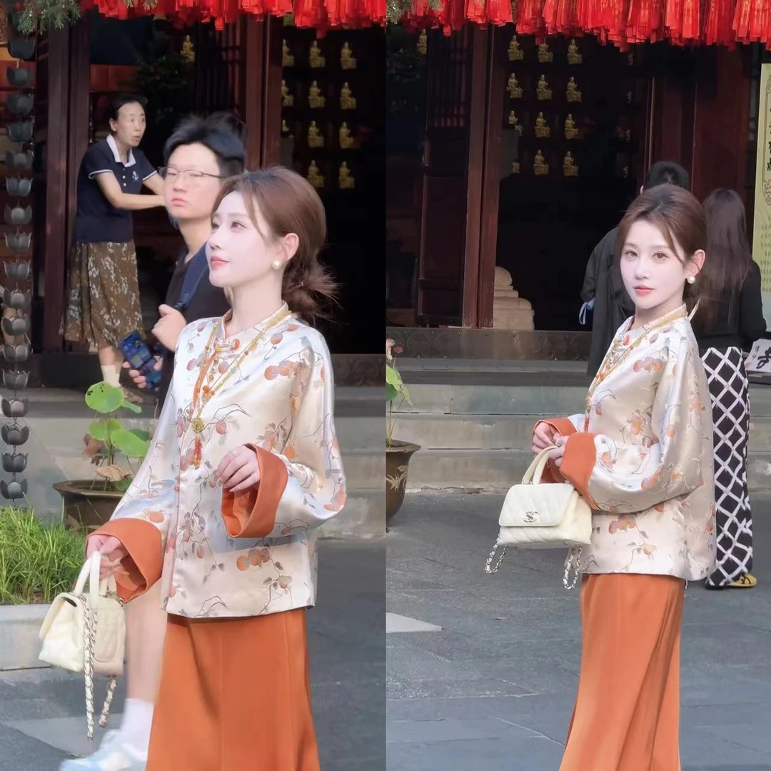 【婷婷】《柿柿如意》国风织金刺绣外套鱼尾裙套装 TT2SQTH2319