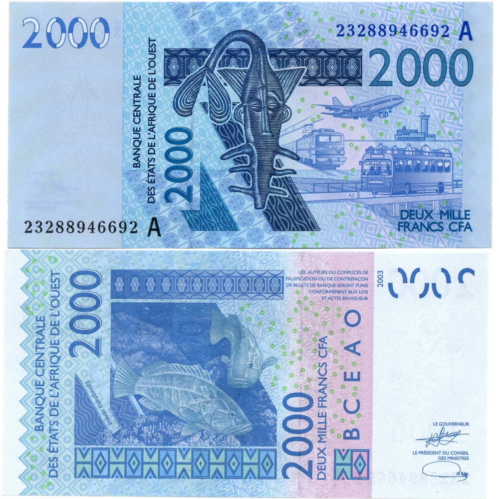 西非(A)科特迪瓦2000法郎2023年全新UNC纸币老纸钞外国钱币收藏