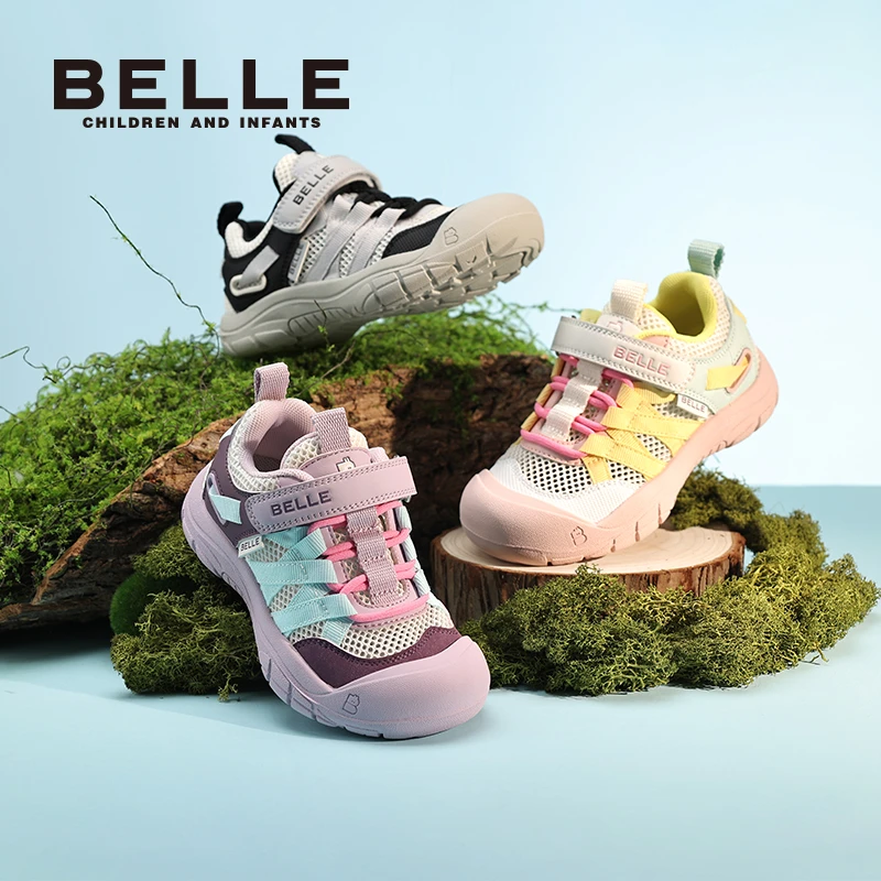 【冰柠】百丽儿童夏新款男女童户外镂空休闲运动鞋百搭网面RK0078