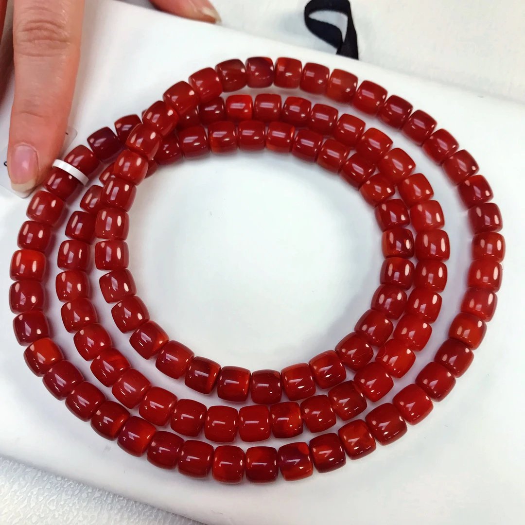 【小雪】南红四川瓦西高货牛血红直切多圈8mm