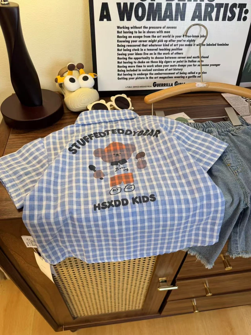 YM【JMJQ 25706】夏季韩版中小童薄款上衣翻领衬衫