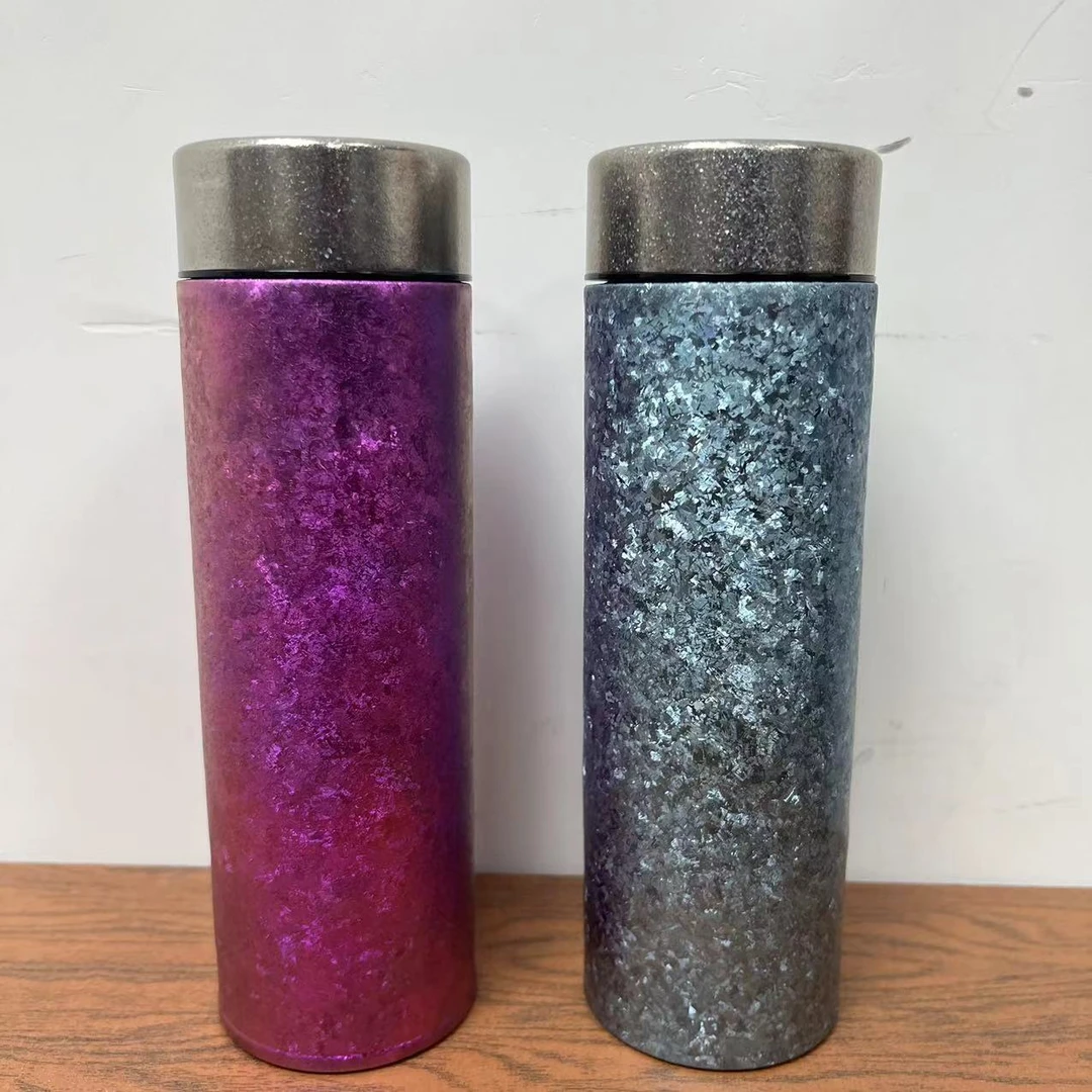 [厂家直销]纯钛保温杯500ml男女士高颜值大冰花保温杯新款双层纯