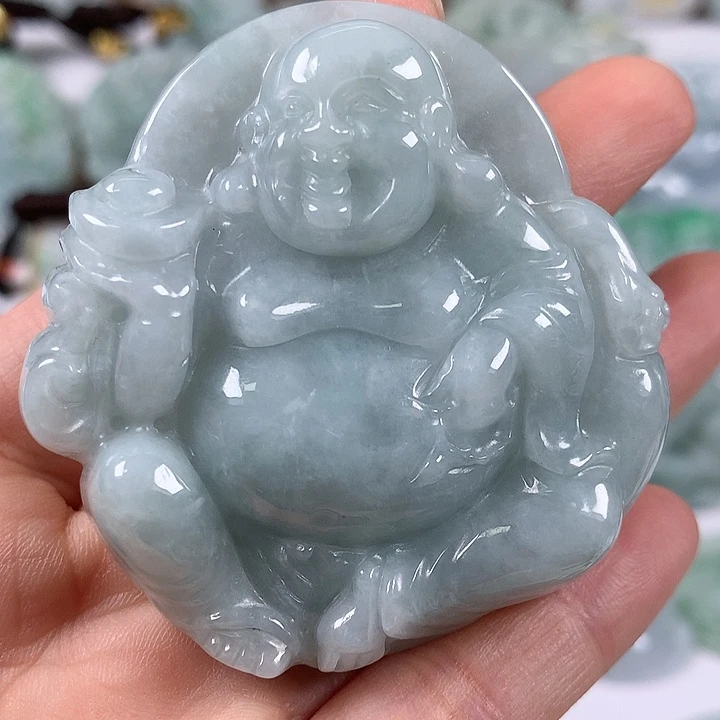 翡翠未镶嵌颈饰逍遥佛福利卡厚12.6
