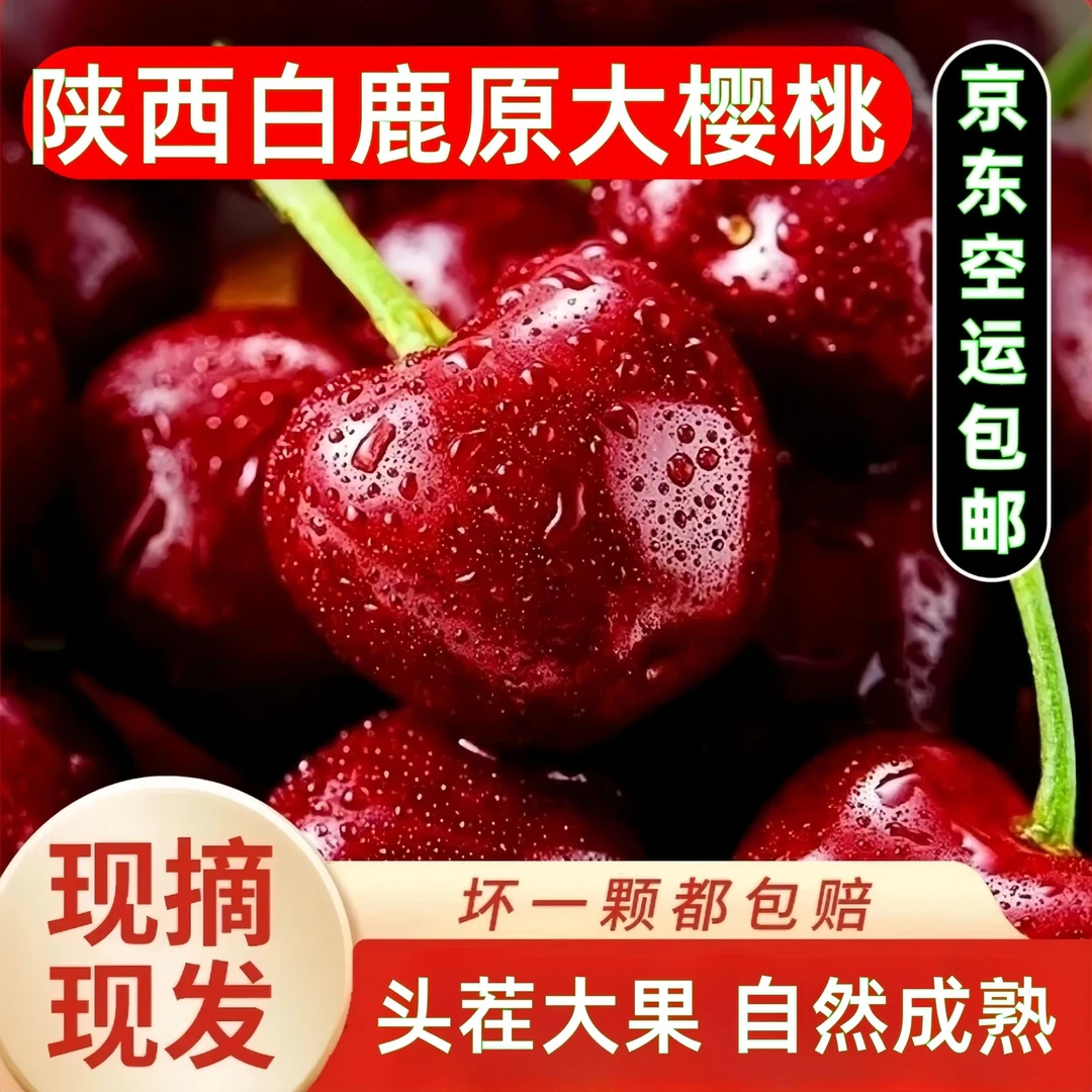 【京东空运】陕西白鹿原大樱桃现摘现发自然成熟脆甜多汁整箱4斤