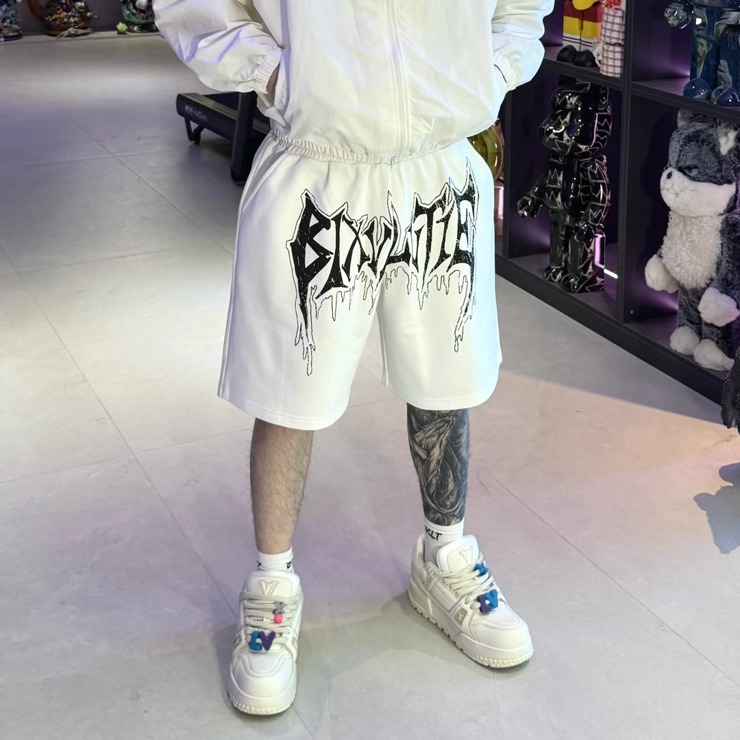 BXLT｜夏季手绘战损印花宽松高街潮牌休闲大码运动五分短裤男女