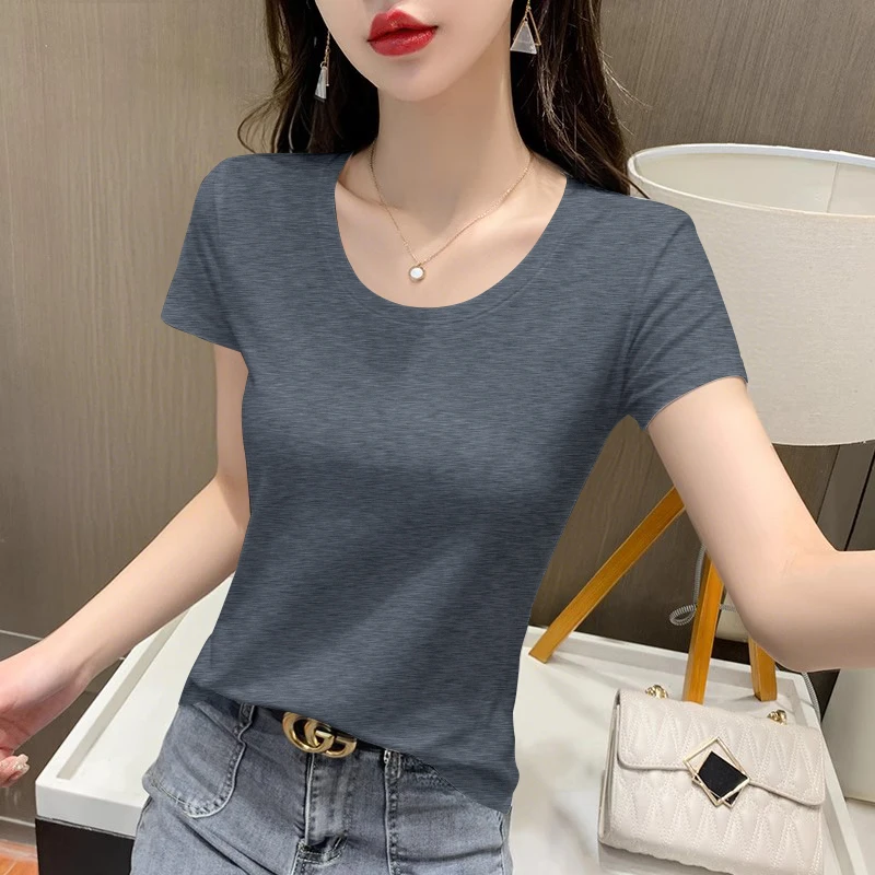2025新款重磅260克莫代尔纯色百搭夏季宽松纯色显瘦洋气打底衫t恤