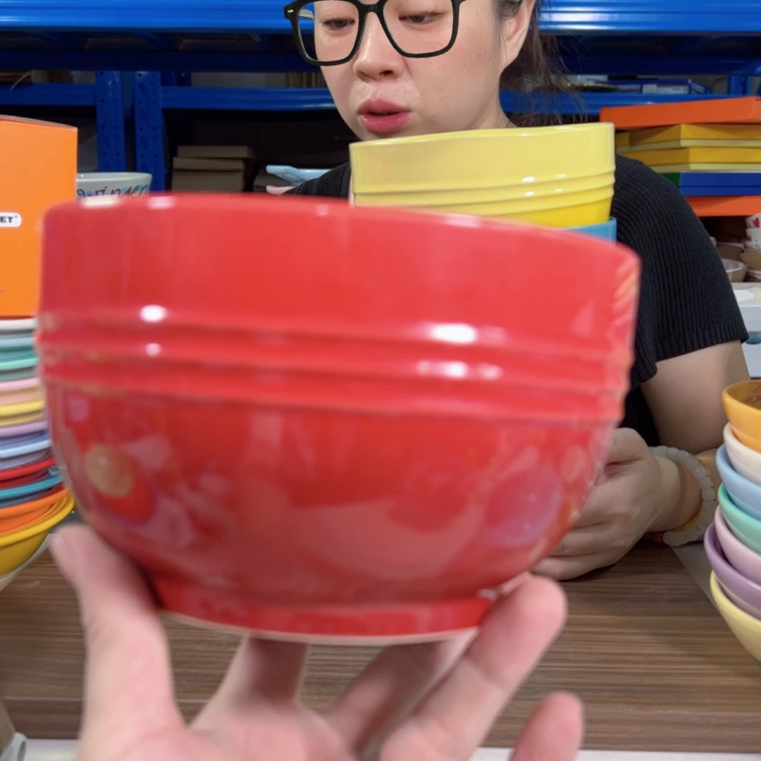 陶瓷轻虹红色面碗