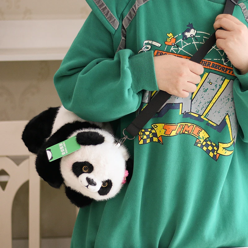 陈丽君同款正版仿水貂毛花花熊猫斜挎单肩包毛绒玩具公仔成都基地