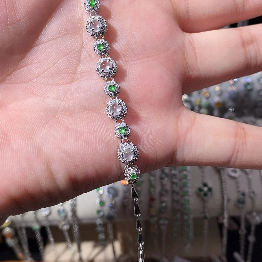 翡翠银S925镶嵌手链