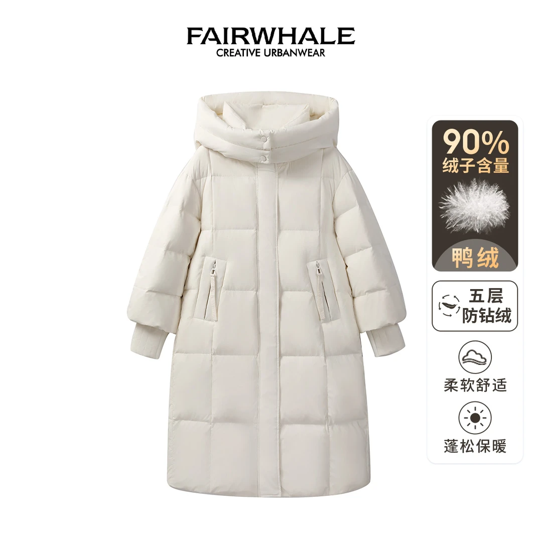 马克华菲女装时尚百搭简约90鸭绒中长款羽绒服 F44041A002BZ001