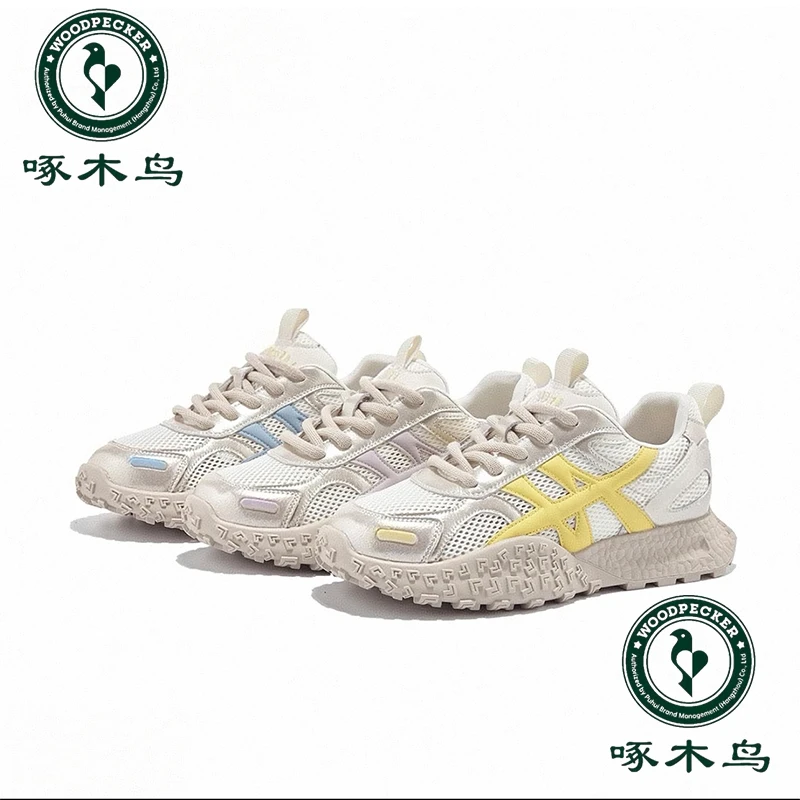 啄木鸟品牌老爹鞋女2025夏季网面透气新款百搭休闲运动鞋女26108