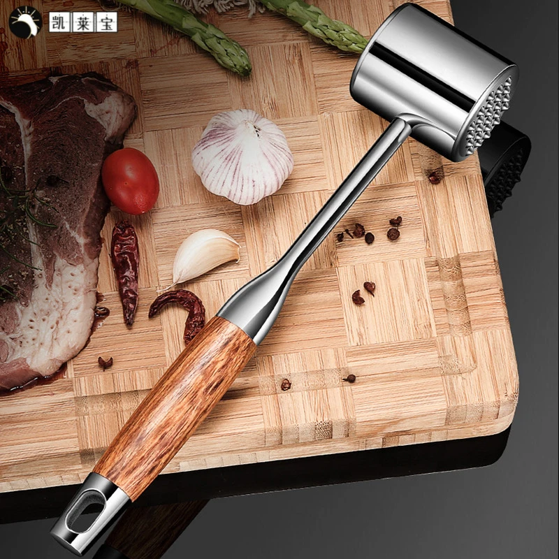 花梨木304不锈钢松肉锤家用牛排锤厨房牛扒 嫩肉锤双用断筋敲肉锤