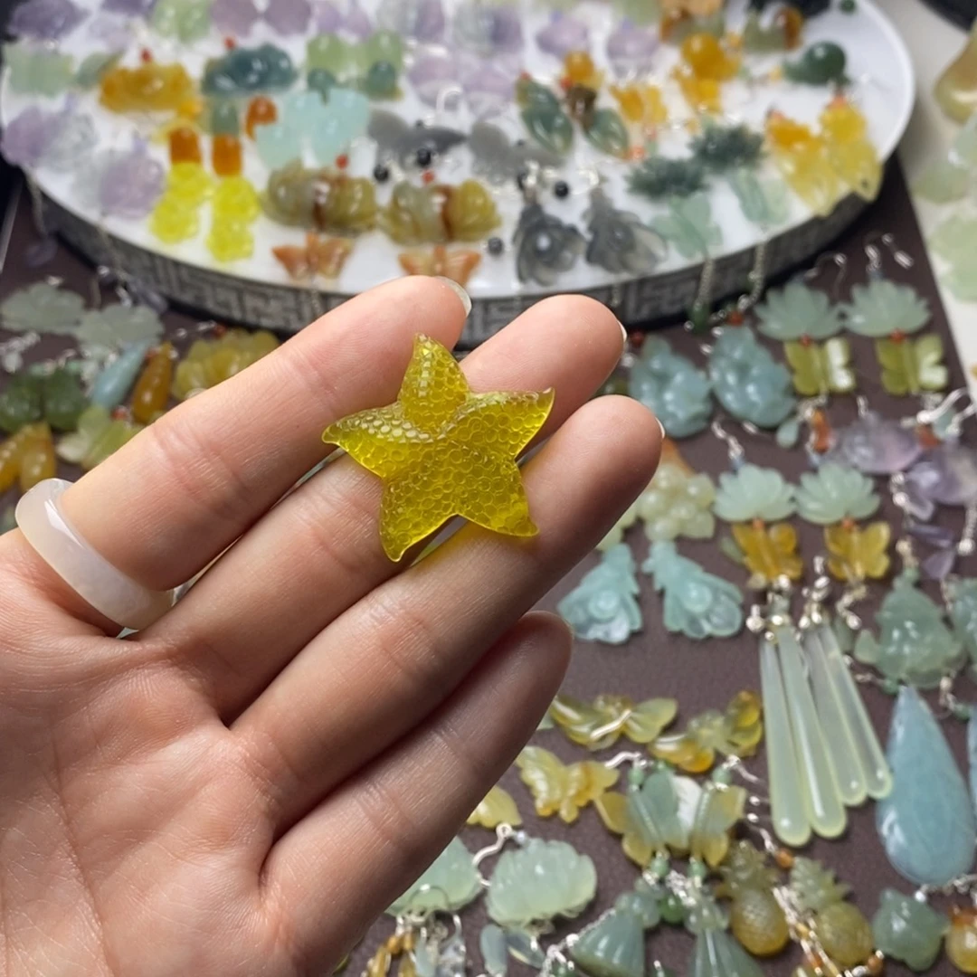 健***丽蛇纹石玉合金耳饰/颈饰