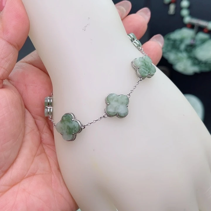 透闪石-蛇纹石玉银S925镶嵌手链