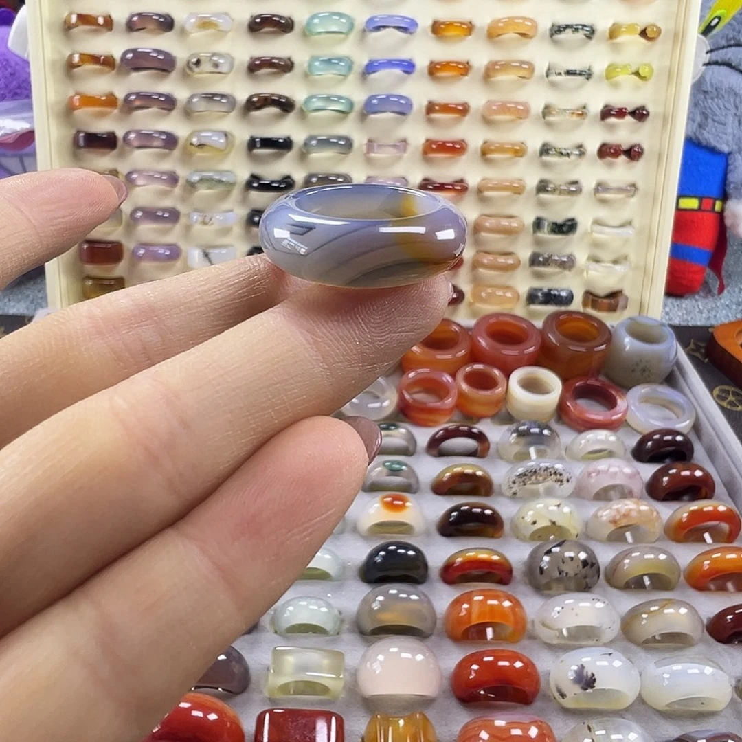 玛瑙/玉髓未镶嵌戒指A9不退换17.2港15