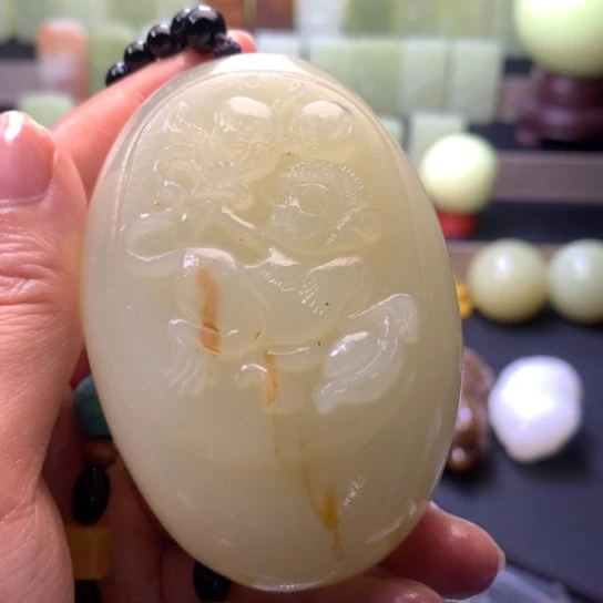 石材方解石手把件