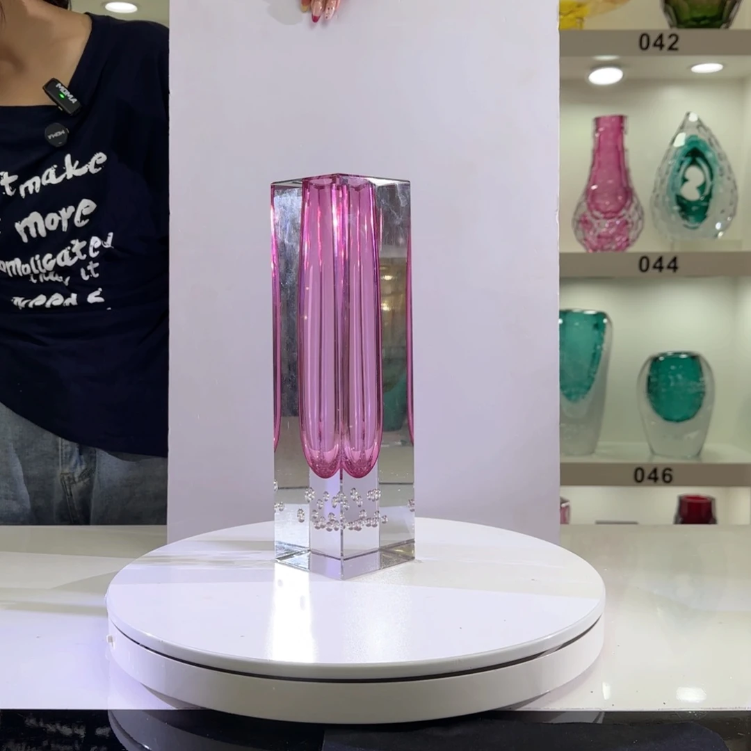 孟***藏琉璃水晶琉璃花瓶金红