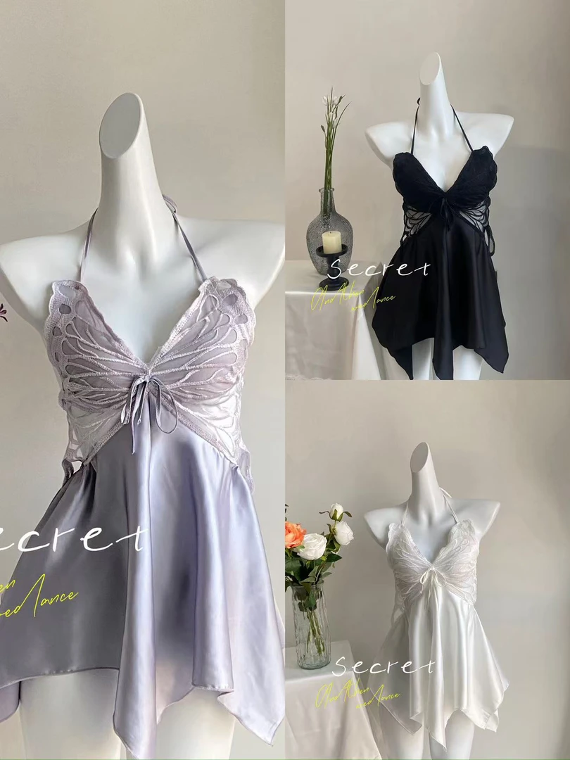 异蝶仙踪纯欲缎面夏季露背轻奢高级感吊带睡裙