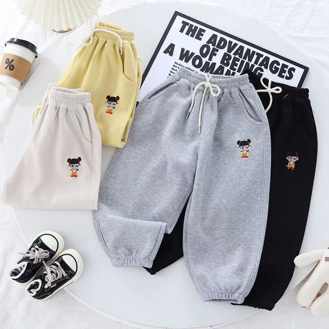 【哪吒卫裤】儿童春秋休闲裤百搭男童女童刺绣洋气韩版儿童裤