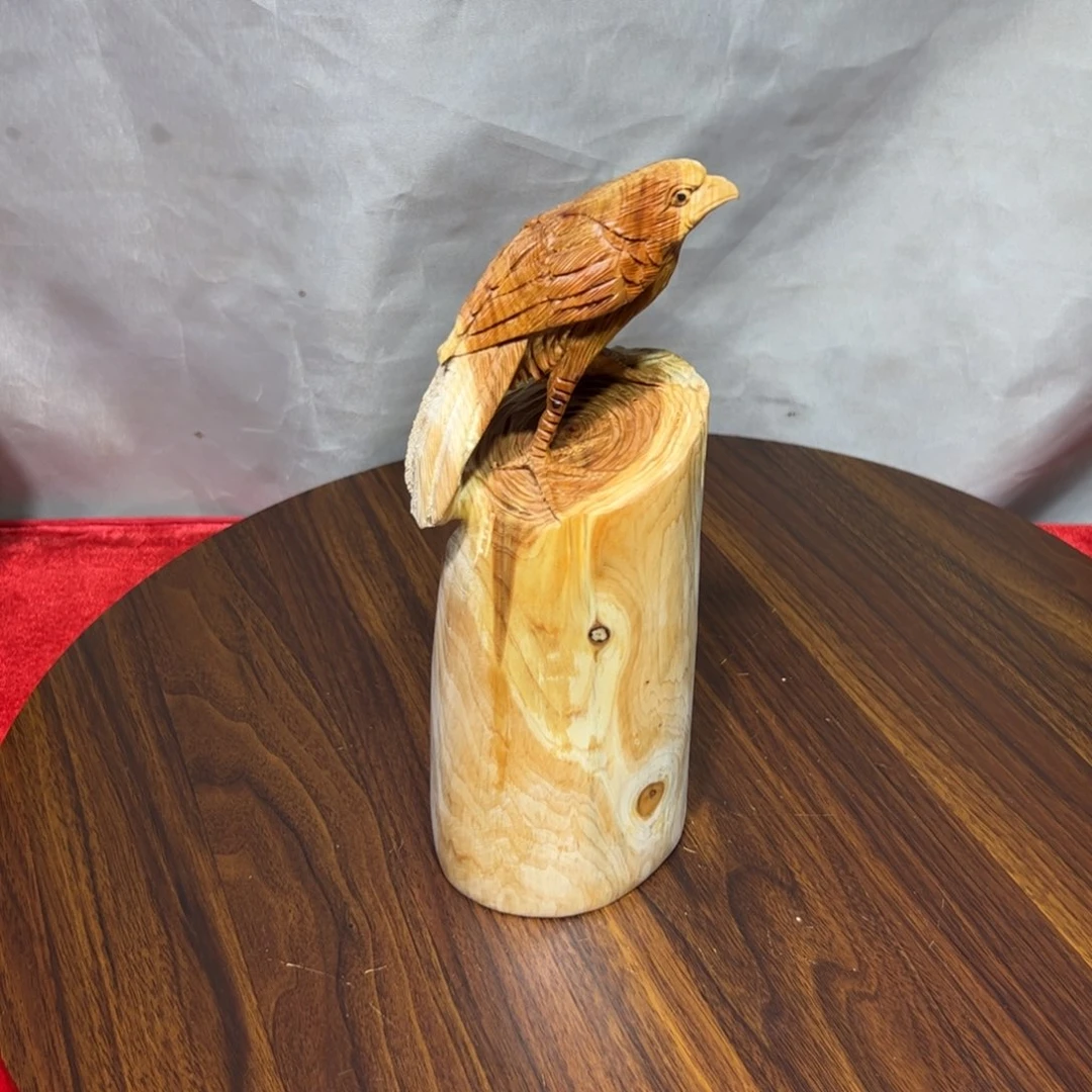 总***眠柏木（崖柏）崖柏手工雕刻小鸟