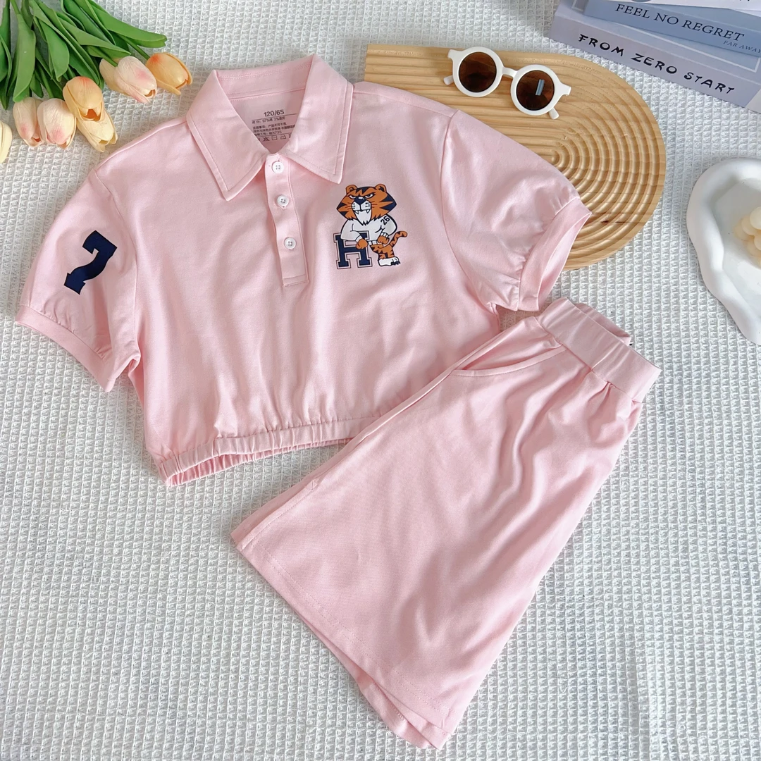 女童夏季棉氨网眼透气短袖短裤裙套装312