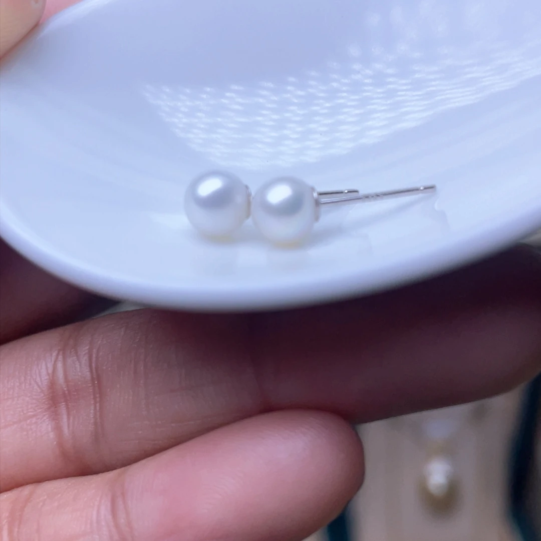 淡水珍珠耳环银S925镶嵌