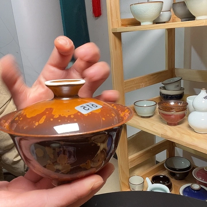 木首釉盖碗容量130毫升