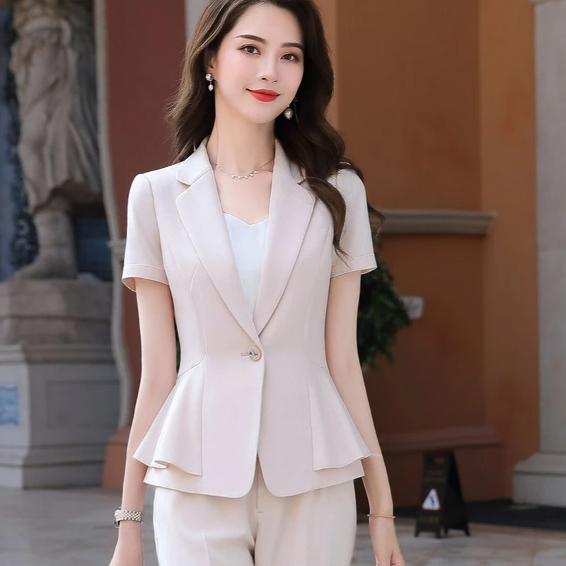 时尚职业西服套装女夏季修身气质医美咨询师工作服珠宝店工作服