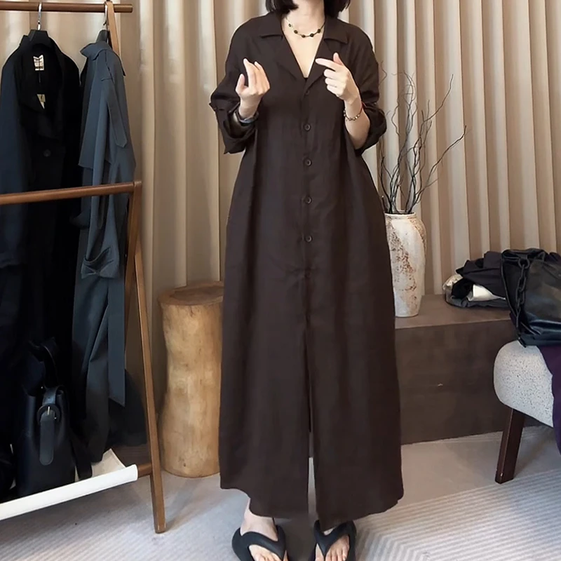 ZUOXIAOQI【现货】兰陵衬衫慵懒麻料裙41（裙长120-129/胸围124-130）