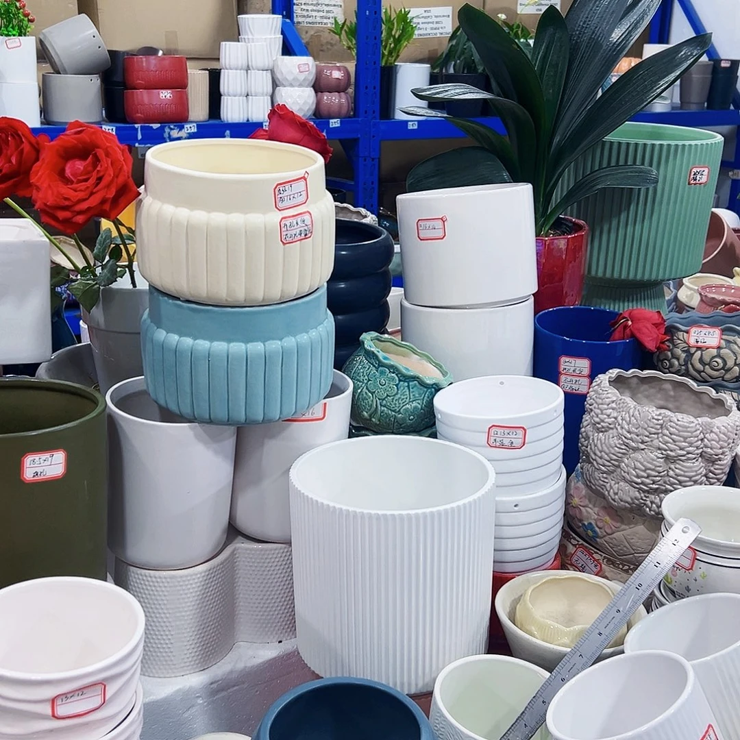 有孔外贸尾单陶瓷花盆凑单10米包邮