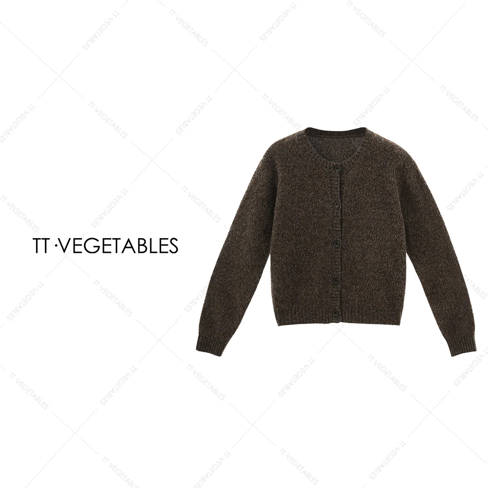 噢芬/小个子【糖芽】羊毛针织花纱慵懒洋气开衫毛衣522281