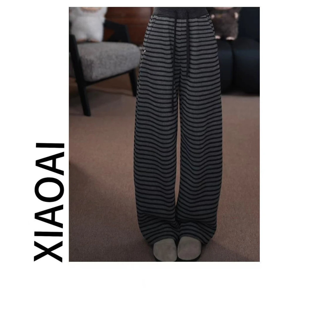 XiXi定制  加厚加绒款条纹休闲裤2025秋冬季BN25811