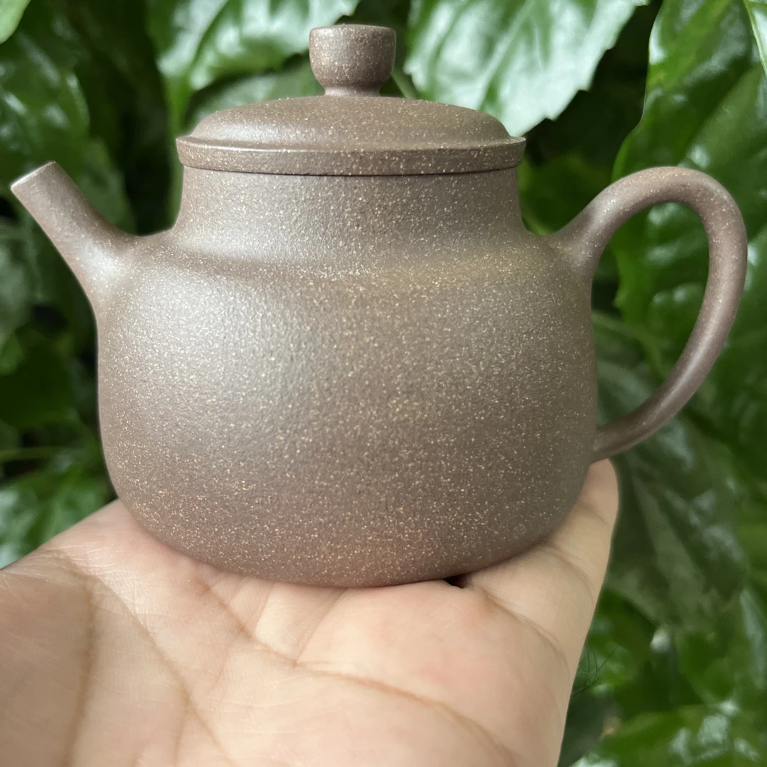 宜兴原矿紫砂言心壶老天青泥半手工制作150cc内推孔出水