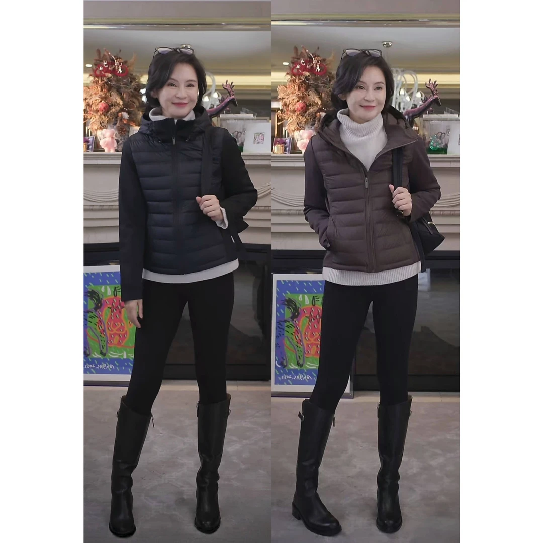 我是摩羯 lulu s*uba 90白鹅绒拼接袖蓬松保暖连帽秋冬羽绒服