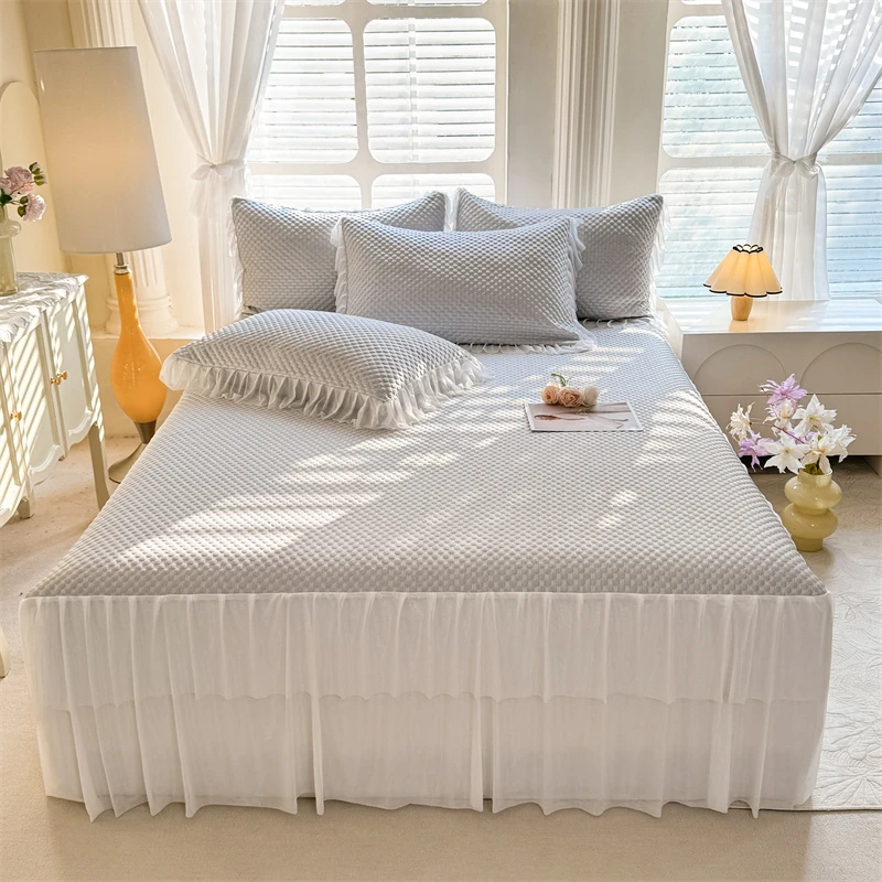 【惊喜福利】A类凉感豆豆床裙款凉席-三件套