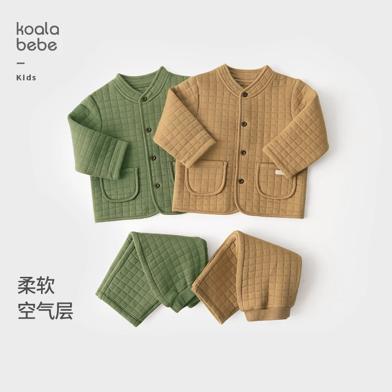 考拉鼻鼻[格纹印象·复古空气层]男女宝宝秋冬外出保暖外套裤子