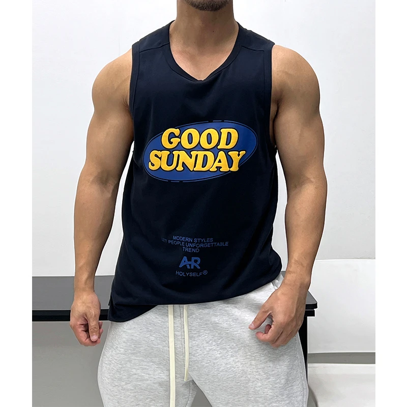 棉质感好面料!背心无袖T恤肌肉男显身材健身修身海滩旅游宽松潮