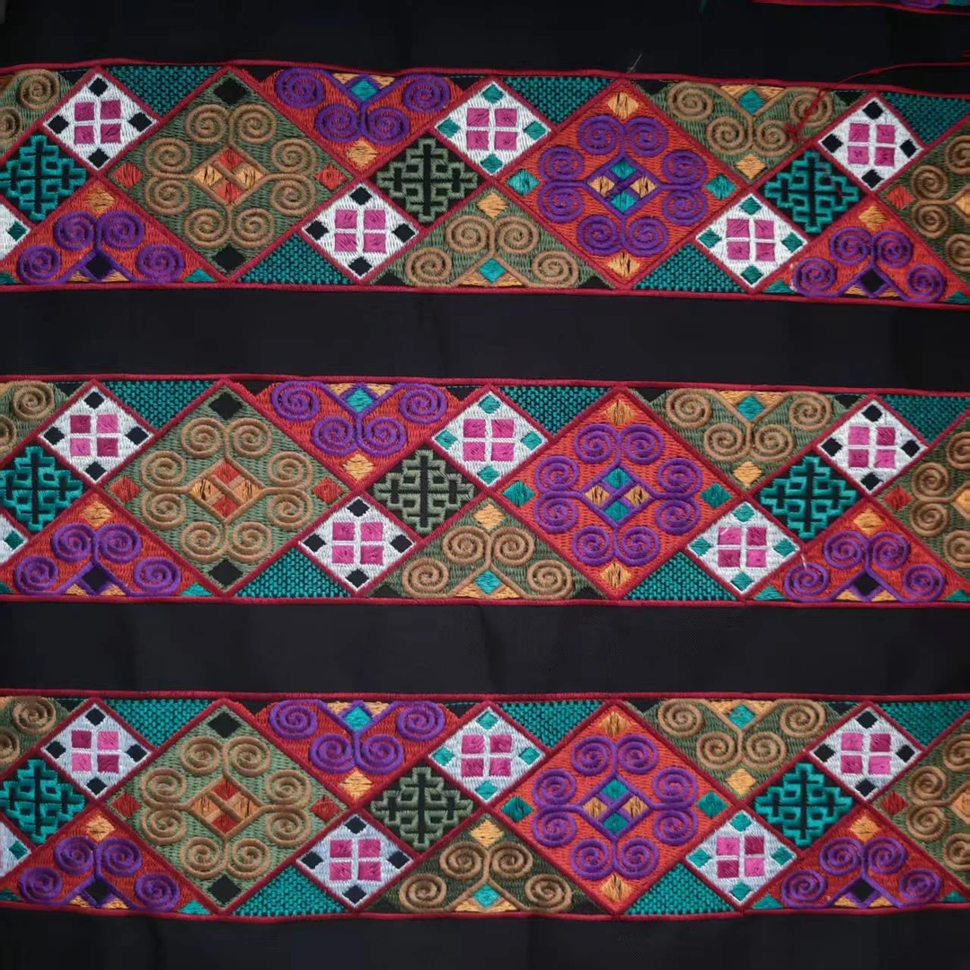 云南哈尼族服饰电脑十字绣宽条少数民族刺绣花边长9.7米