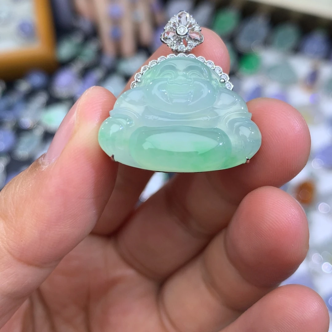 翡翠18K金镶嵌吊坠(不含链)签收后48小时鉴赏期